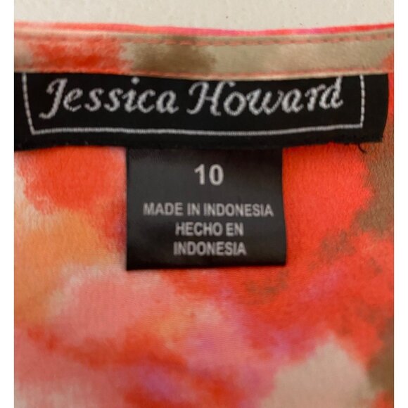 Jessica Howard Sleeveless Floral Dress w/ Belt Cowl Neck Multicolor Size 10 - Picture 3 of 9